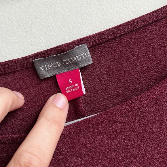 Vince Camuto Maroon Frill Sleeve Top, Size Small, Bohemian, Boatneck - Picture 3 of 4